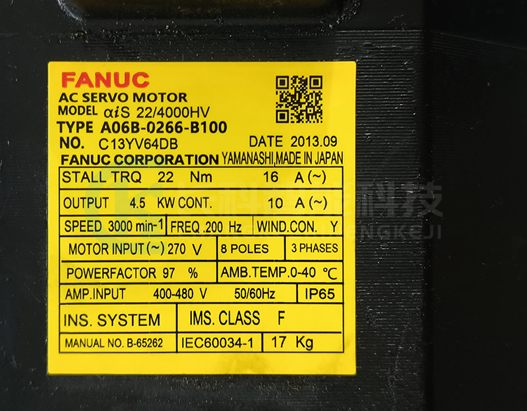 發(fā)那科伺服電機A06B-0266-B100 αis 22/4000HV